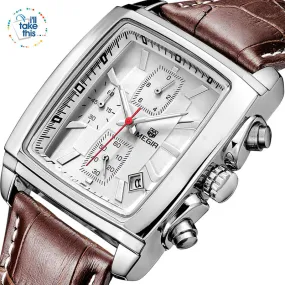 Men's Genuine Leather Luxury Quartz Dress Wristwatch - White or Black