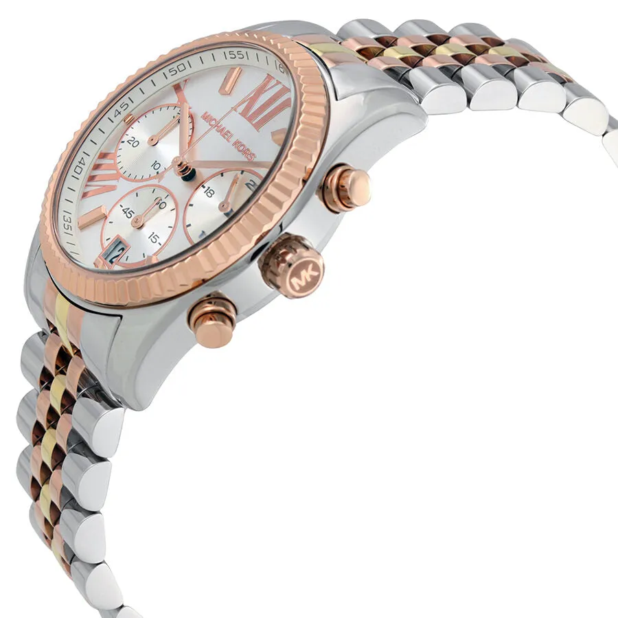 Michael Kors Lexington Chronograph Silver Dial Tri-Tone Ladies Watch MK5735