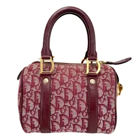 Mini Boston Bag Trotter Canvas Leather Wine Red Gold