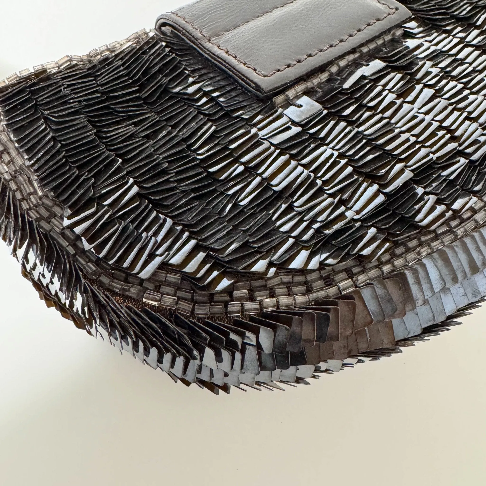 Mini Croissant Chocolate Brown Sequin Bag