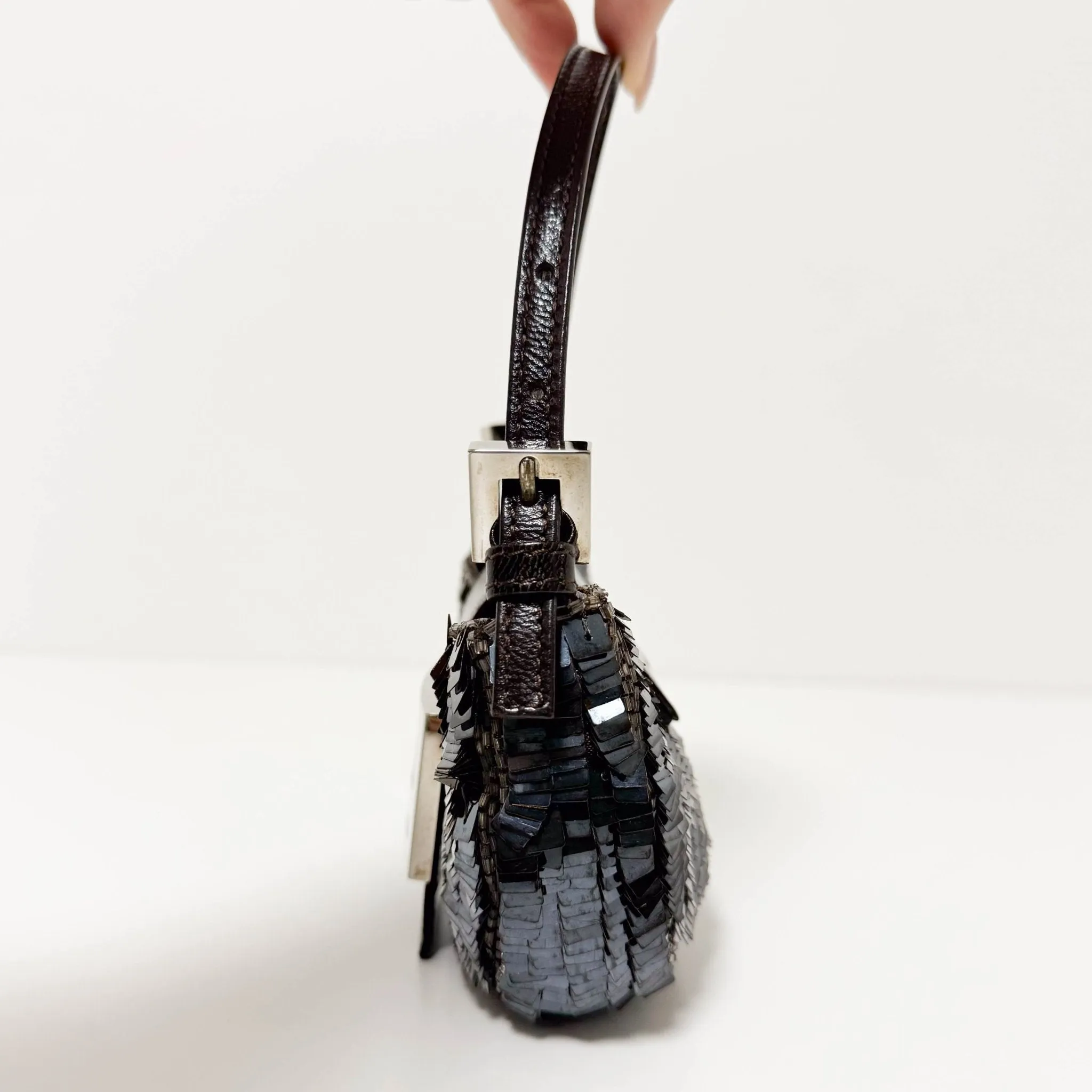 Mini Croissant Chocolate Brown Sequin Bag