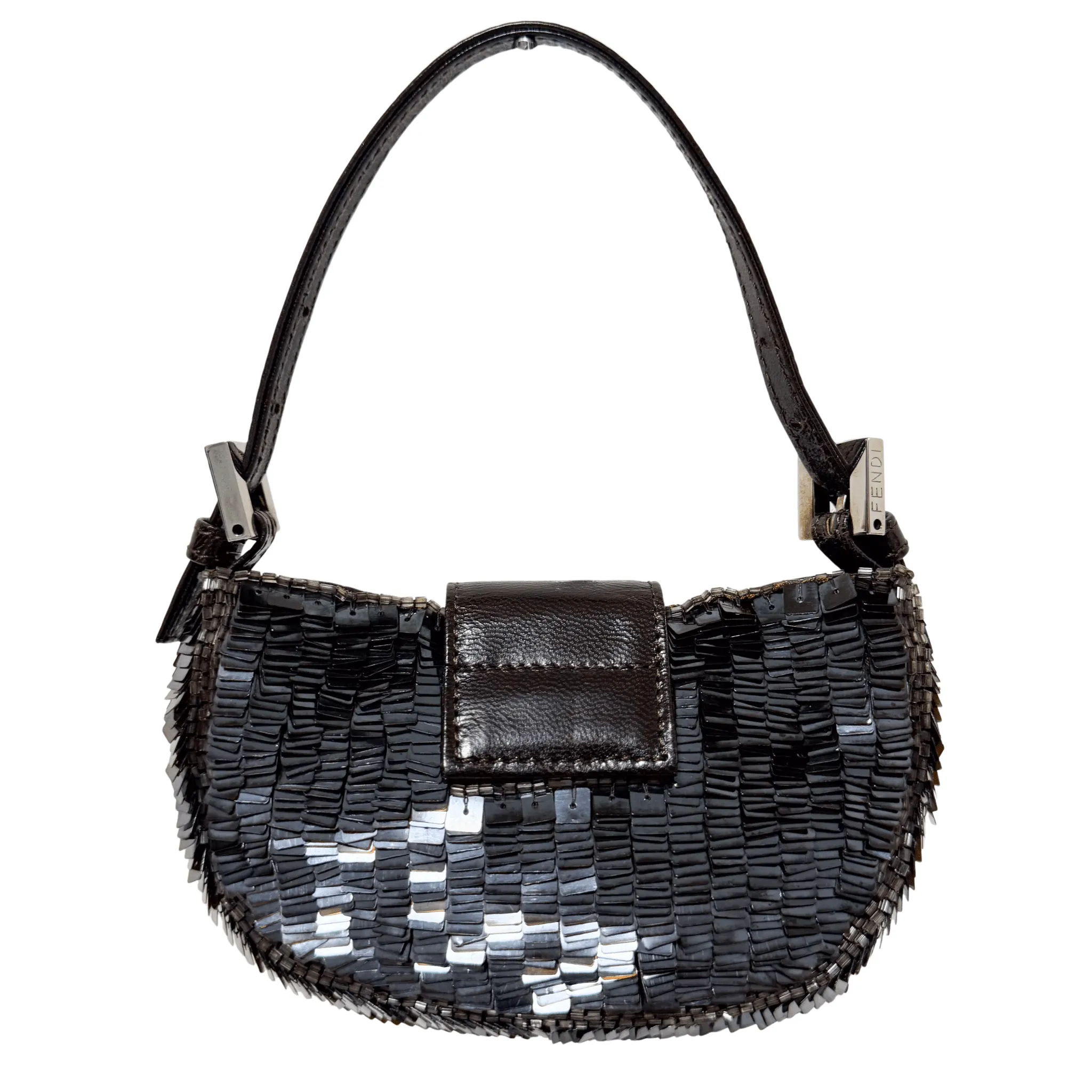 Mini Croissant Chocolate Brown Sequin Bag