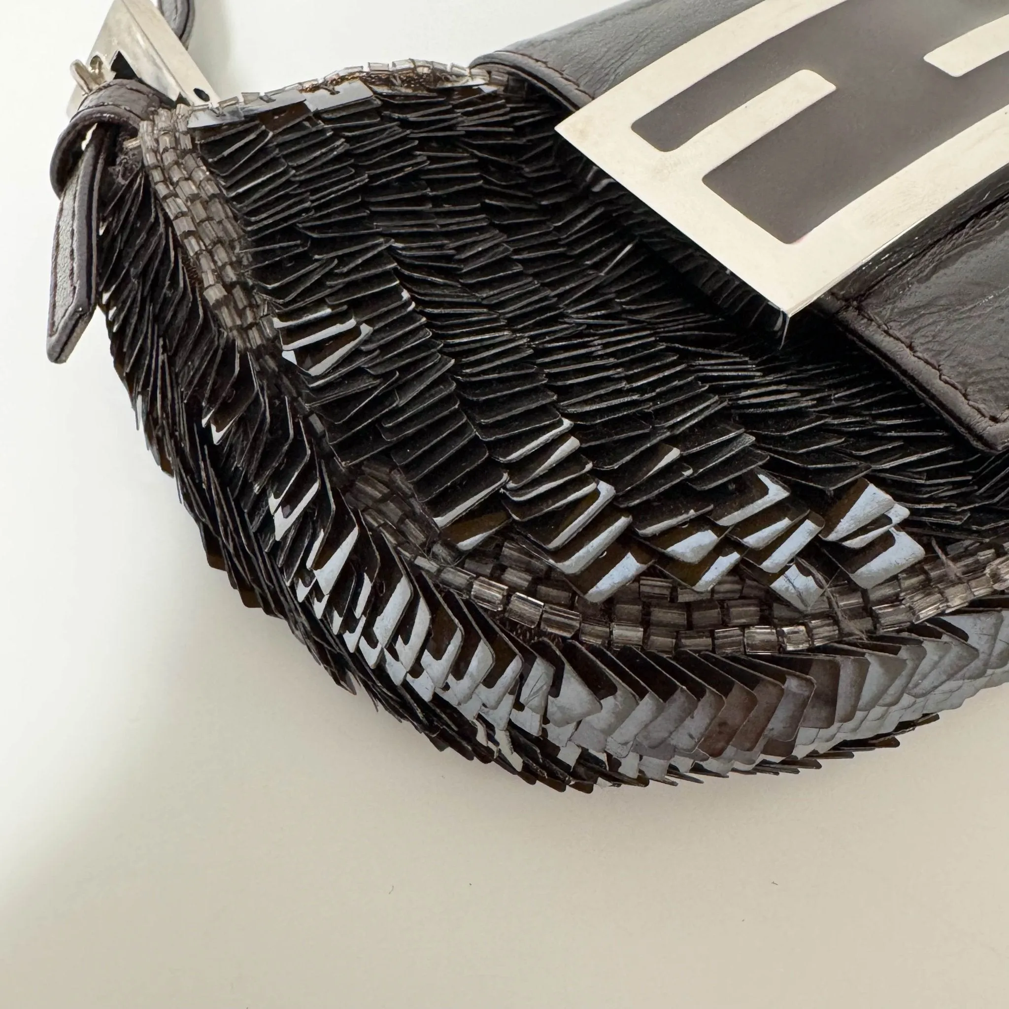 Mini Croissant Chocolate Brown Sequin Bag