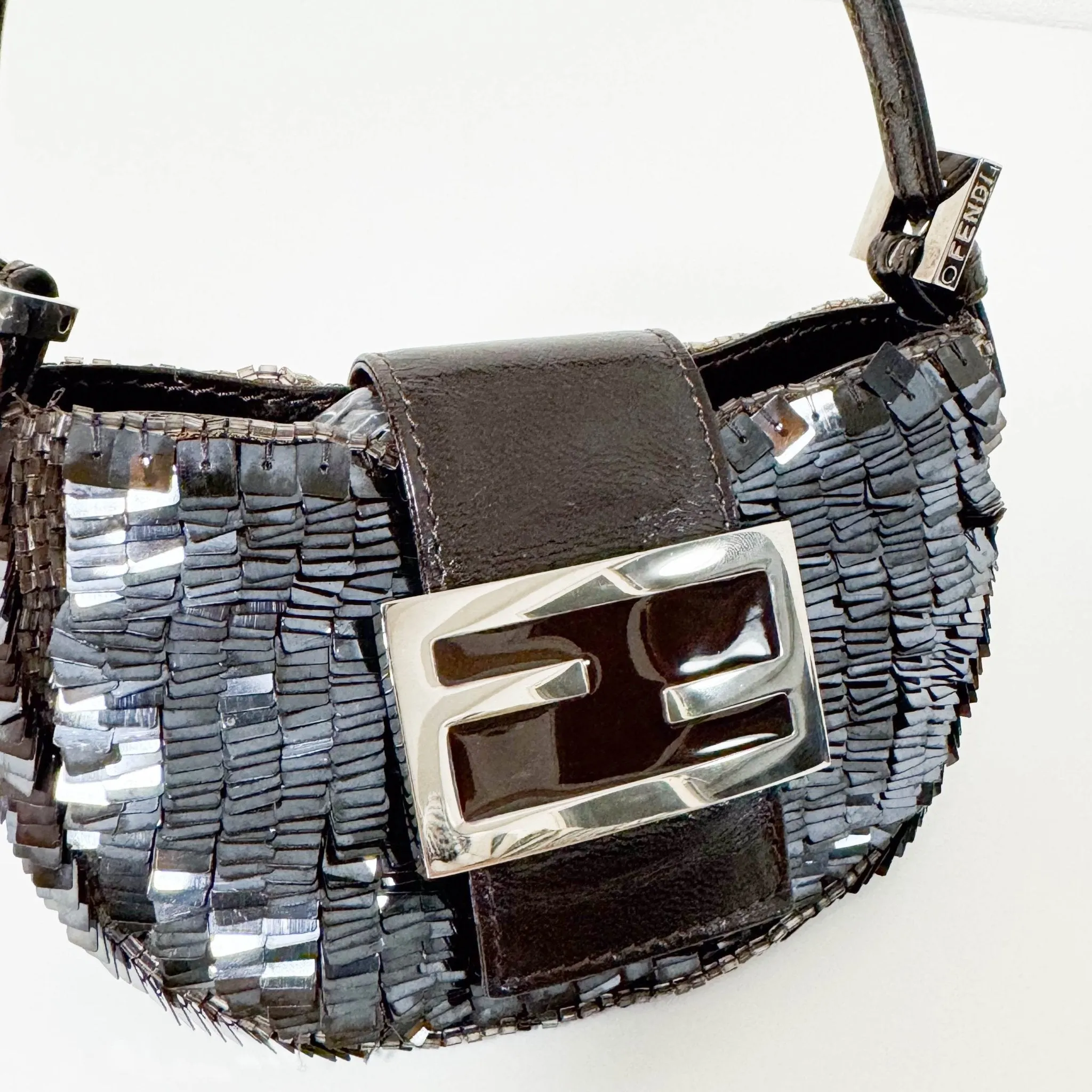 Mini Croissant Chocolate Brown Sequin Bag