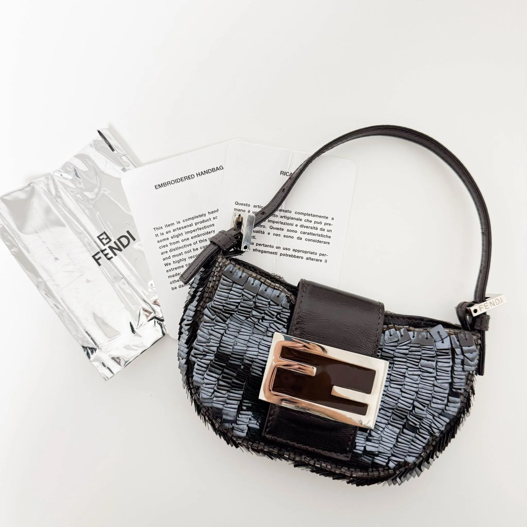 Mini Croissant Chocolate Brown Sequin Bag