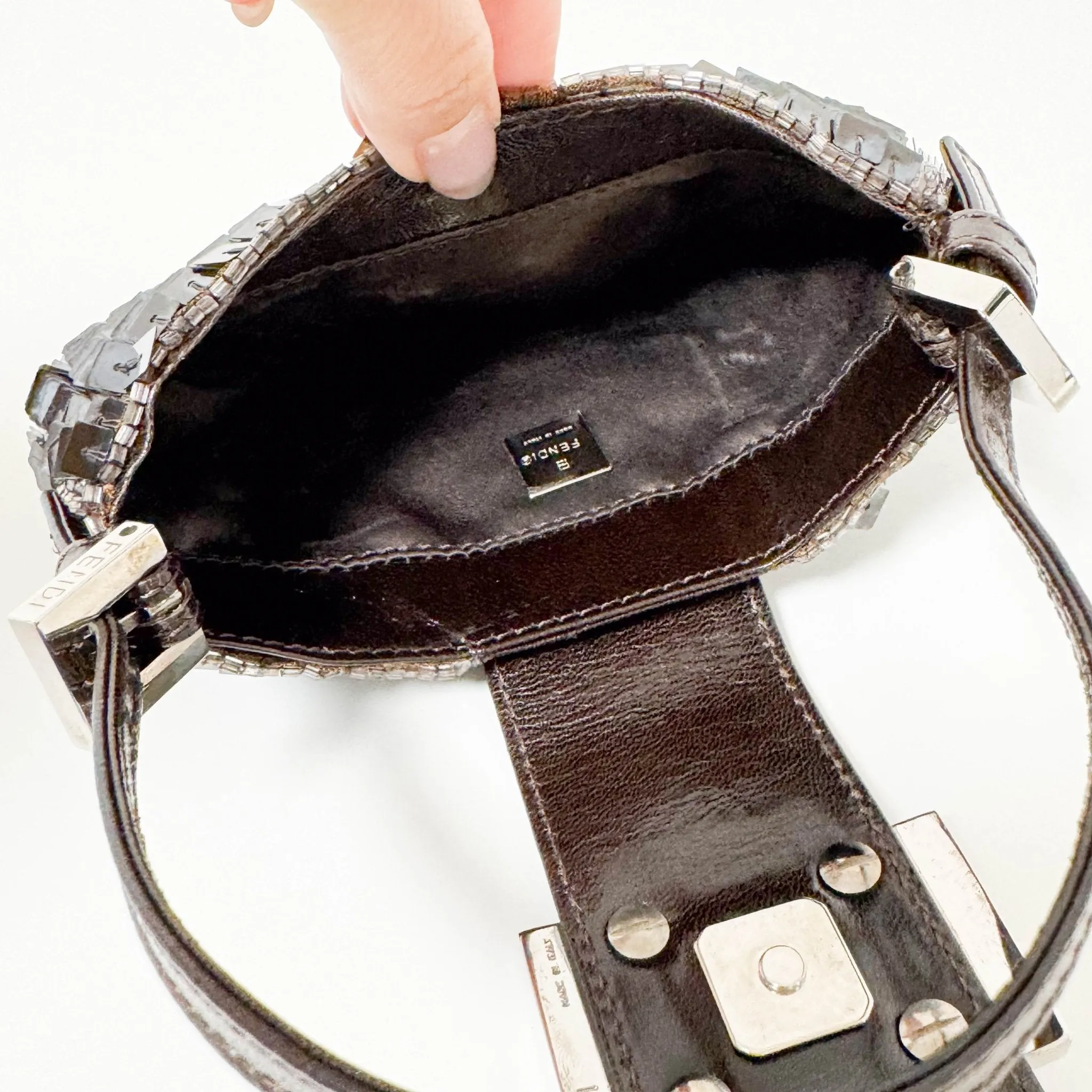 Mini Croissant Chocolate Brown Sequin Bag