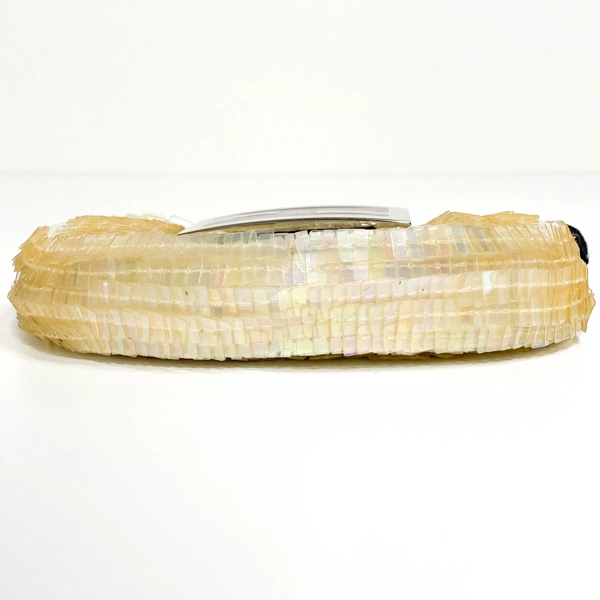 Mini Croissant Ivory Sequin / Calf Pony Hair