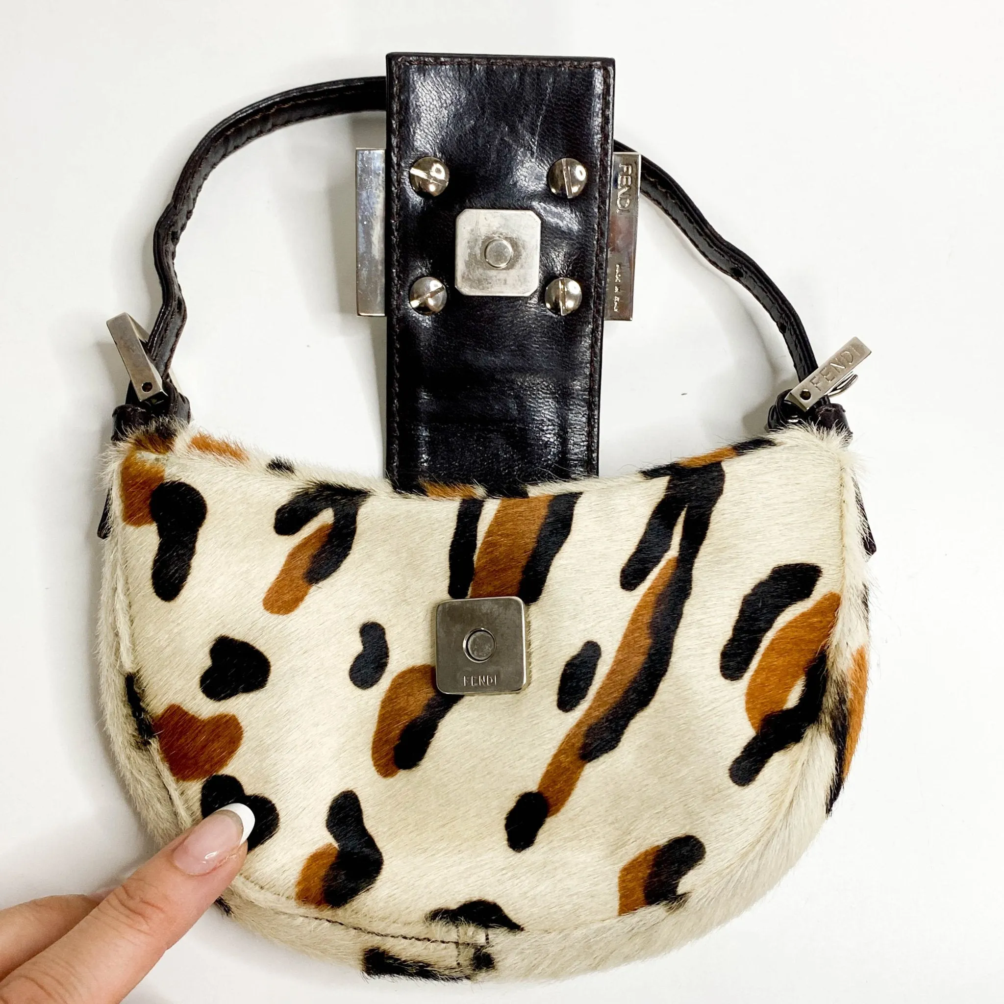 Mini Croissant Leather & Cowhide Hand bag