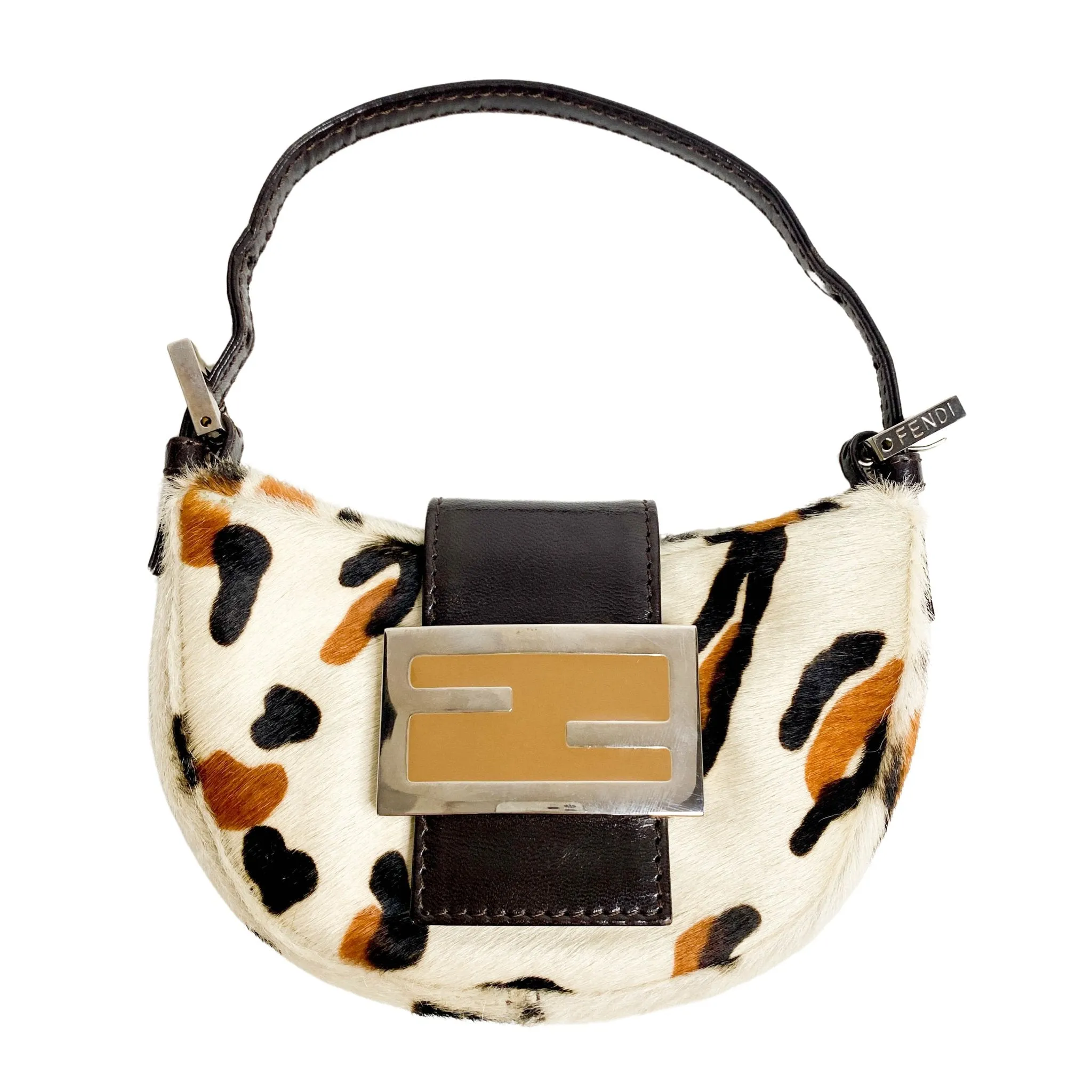 Mini Croissant Leather & Cowhide Hand bag