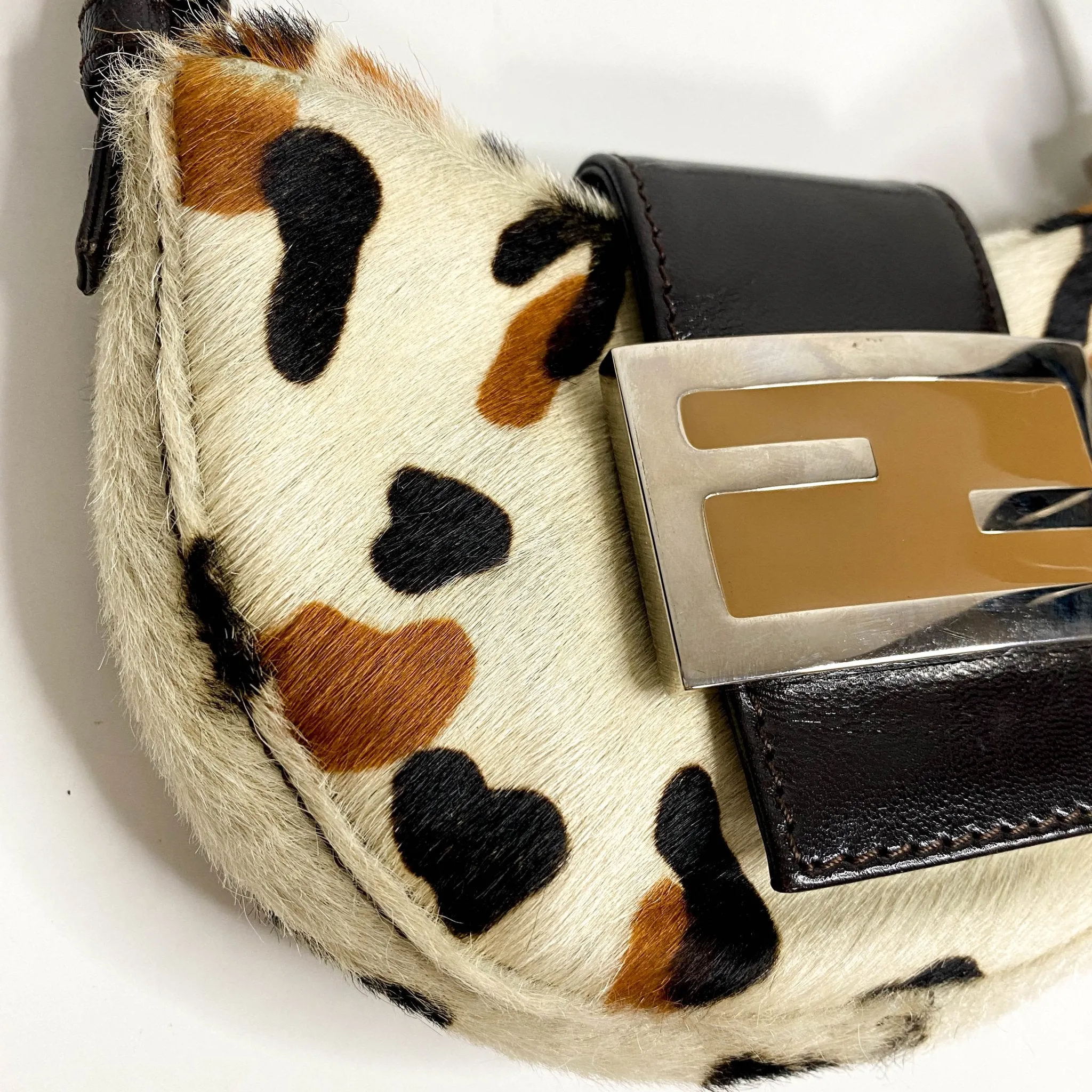 Mini Croissant Leather & Cowhide Hand bag