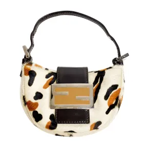 Mini Croissant Leather & Cowhide Hand bag