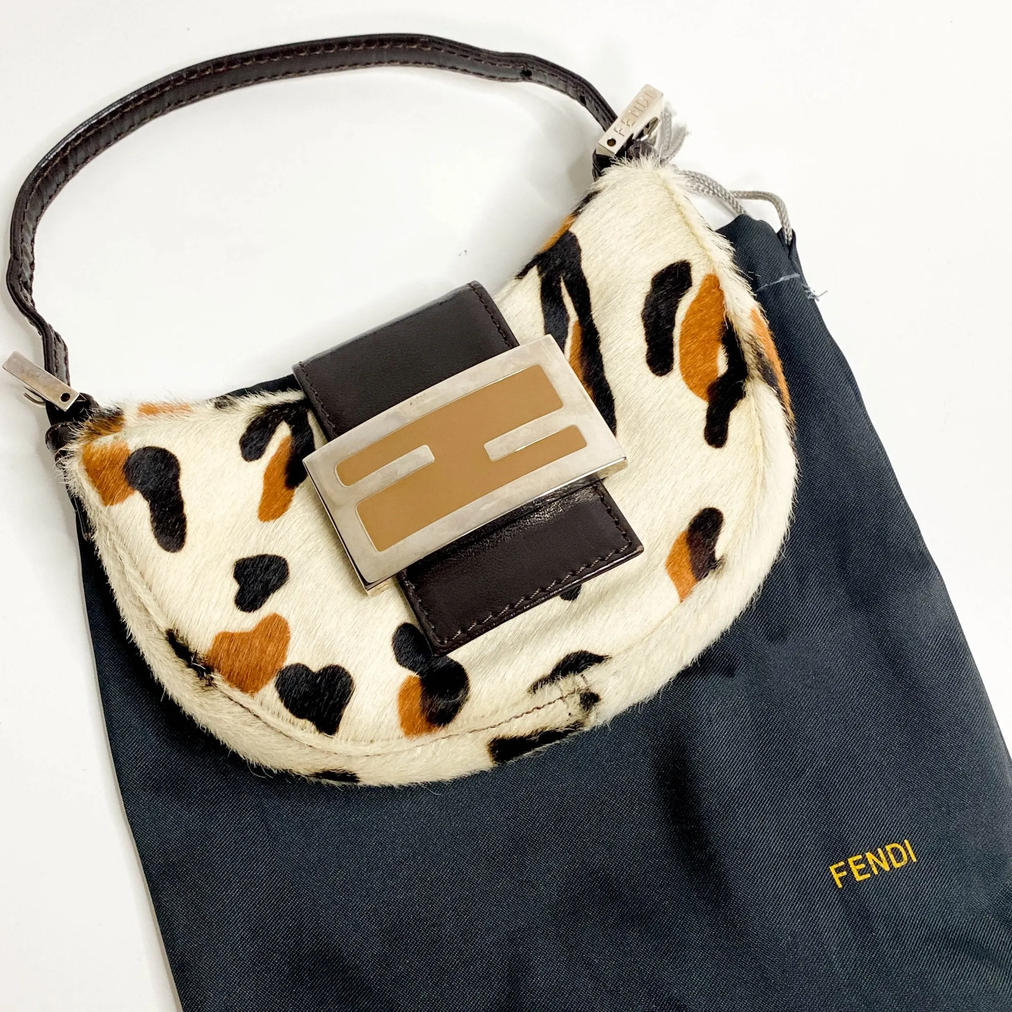 Mini Croissant Leather & Cowhide Hand bag