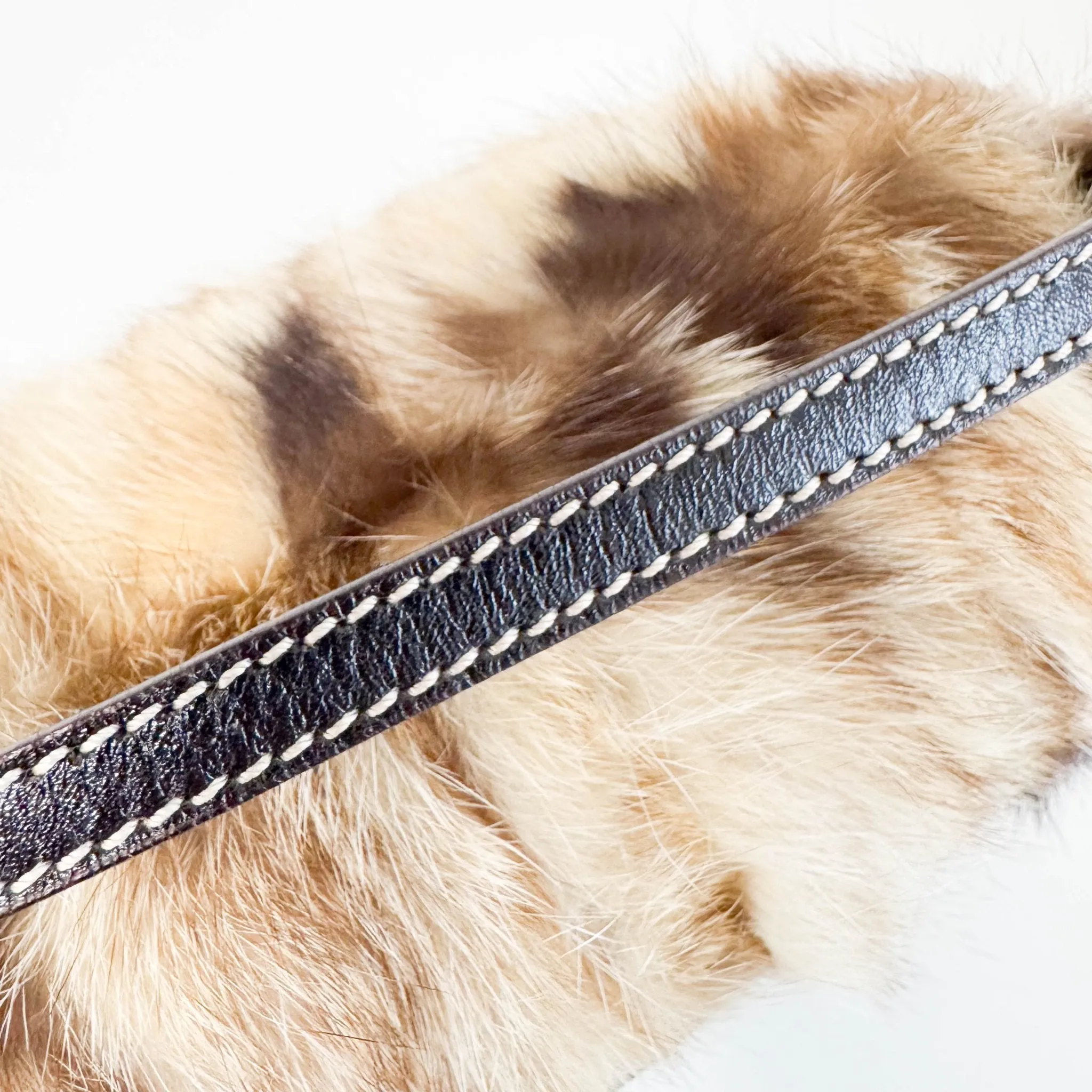 Mini Mamma Baguette Fur Shoulder Bag Rhinestone Hardware
