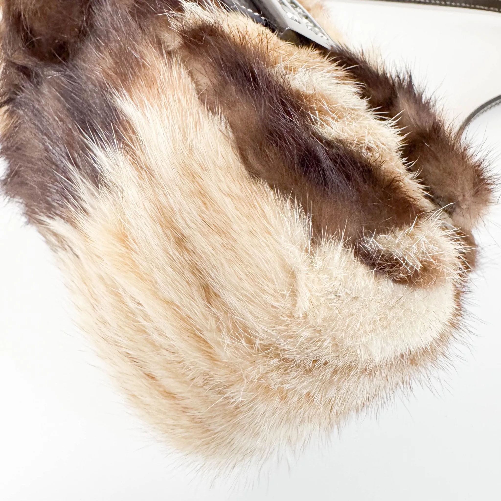 Mini Mamma Baguette Fur Shoulder Bag Rhinestone Hardware
