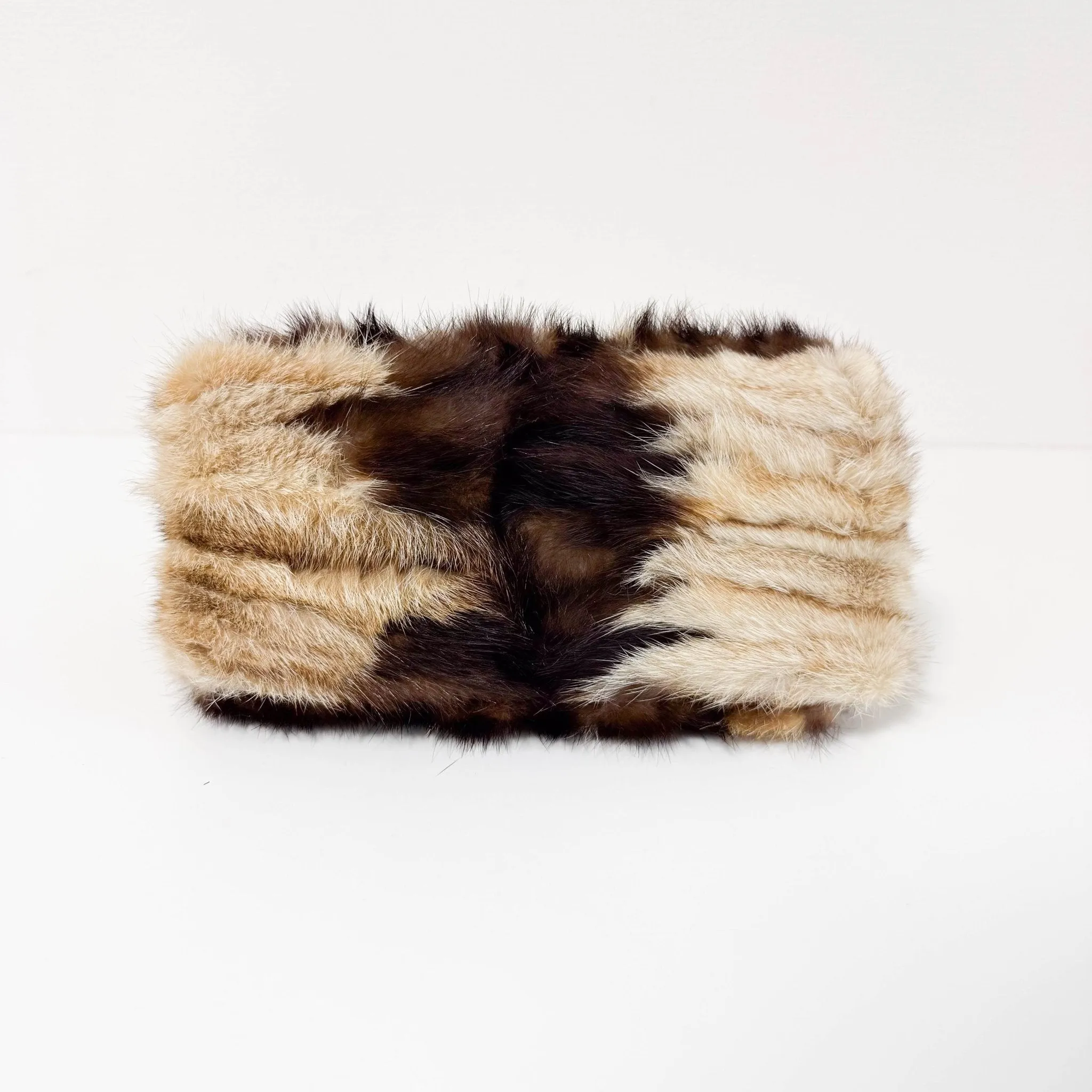 Mini Mamma Baguette Fur Shoulder Bag Rhinestone Hardware
