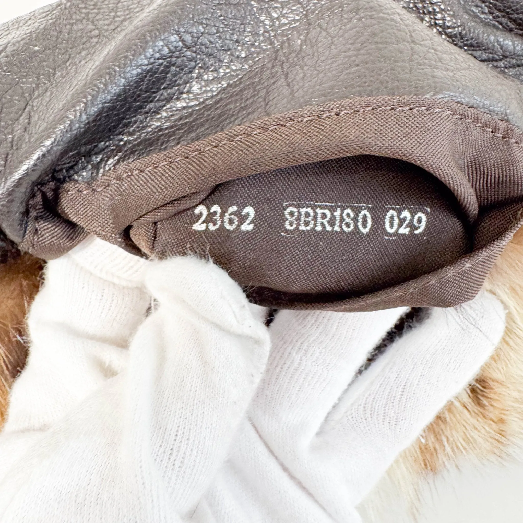 Mini Mamma Baguette Fur Shoulder Bag Rhinestone Hardware