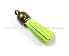 Mini Suede Tassels, Fringe Tassels, Tassel Charms, Jewelry Tassels, Small Tassels, Bronze Capped Fringe Tassels- TibetanBeadStore - T152-1
