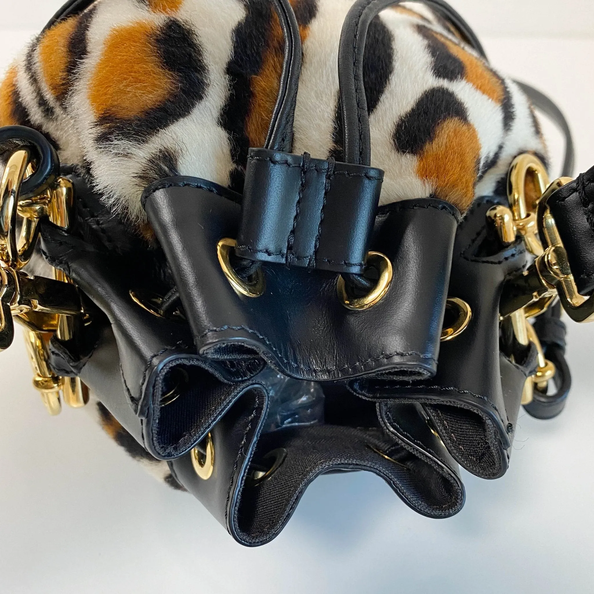 Mon Tresor Leopard Mini Bucket Bag