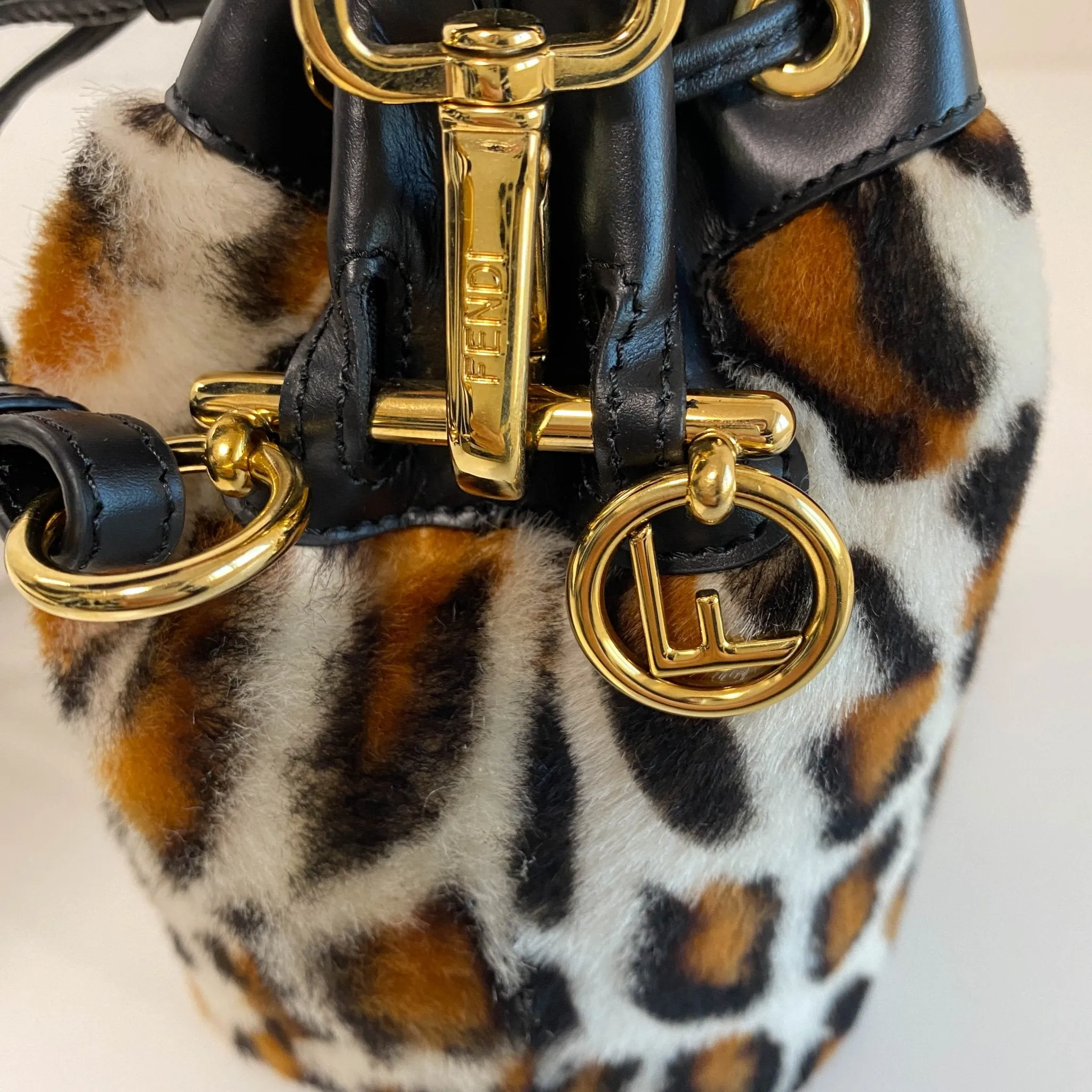 Mon Tresor Leopard Mini Bucket Bag