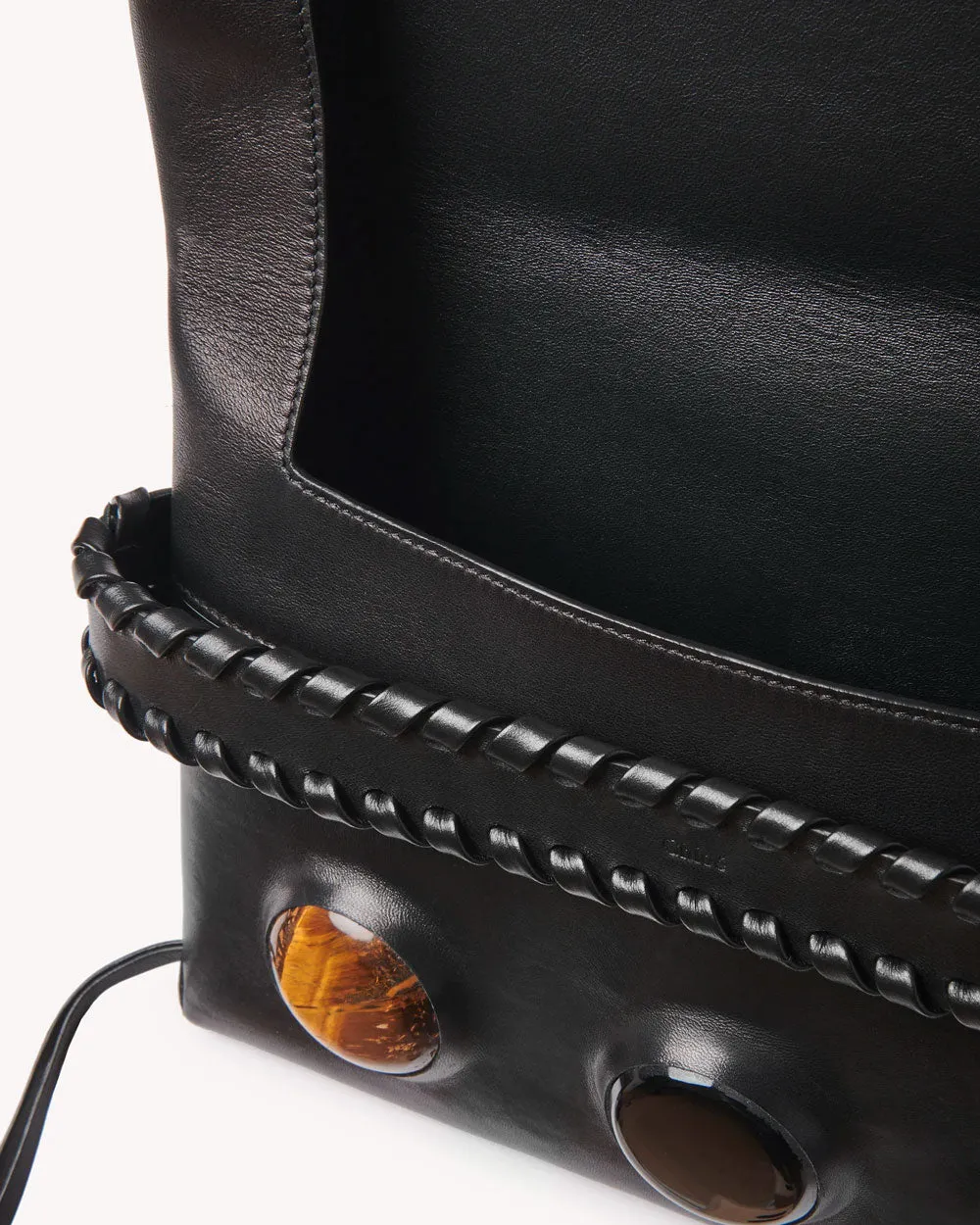 Mony Embellished Fold Over Clutch in Black