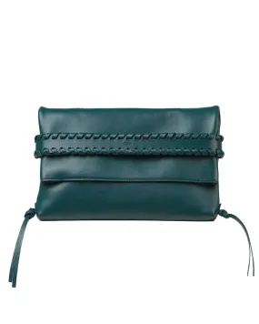 Mony Fold Over Clutch in Dark Emerald