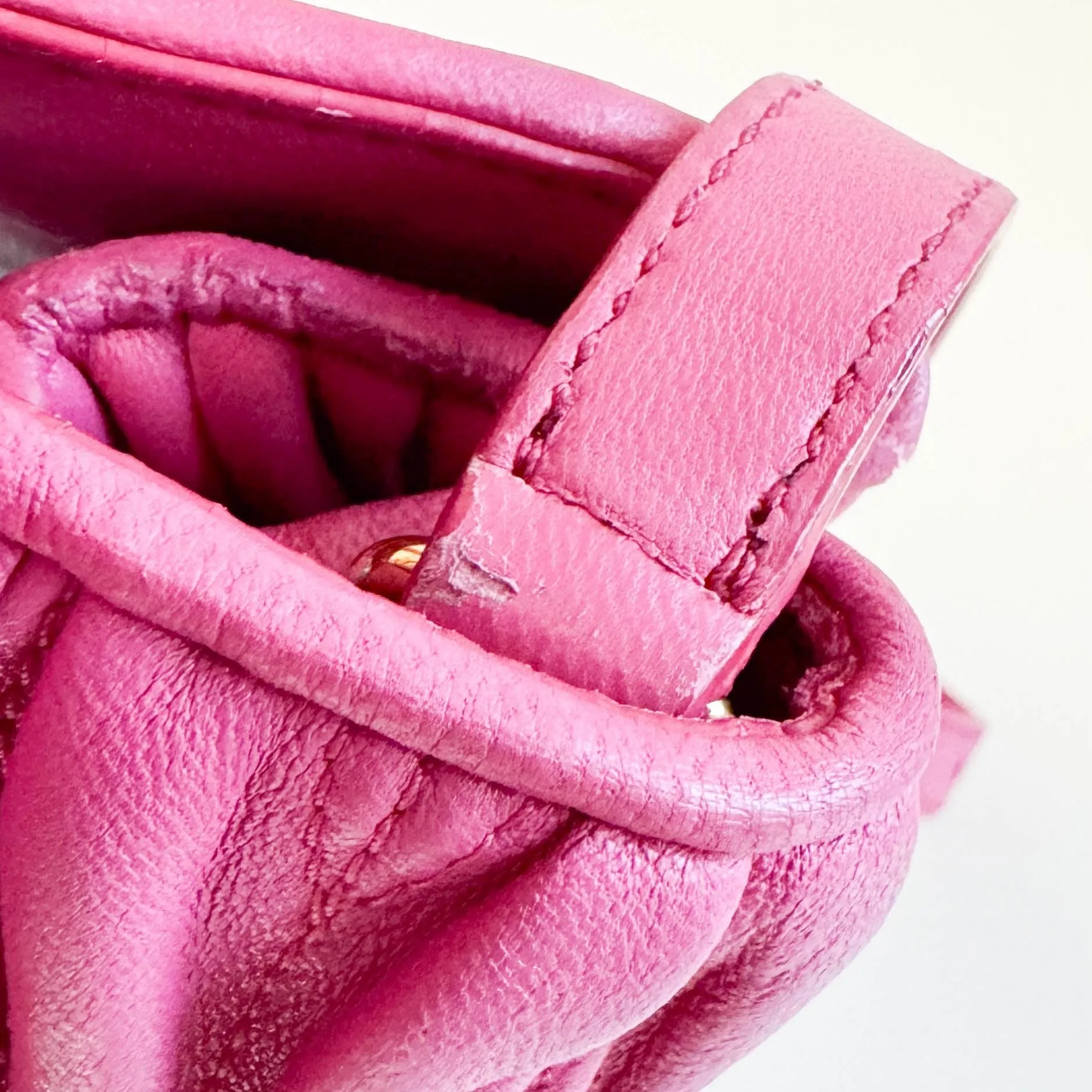 Nappa Matelassé Leather Top Handle Shoulder Bag Pink