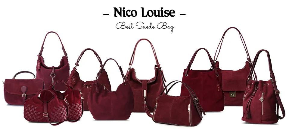 Nico Louise | Real Suede Leather Shoulder Bag - Top-handle bags Purse.