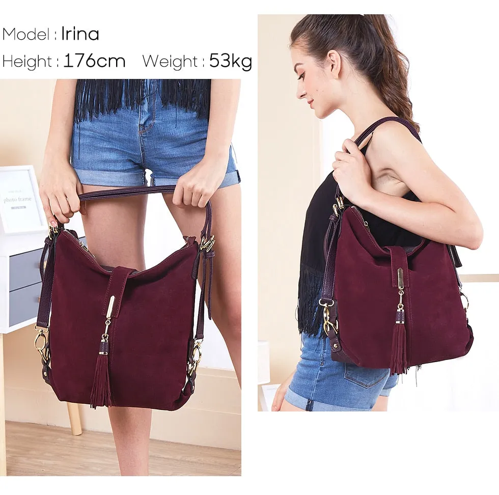 Nico Louise | Real Suede Leather Shoulder Bag - Top-handle bags Purse.