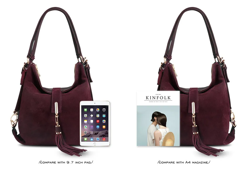 Nico Louise | Real Suede Leather Shoulder Bag - Top-handle bags Purse.