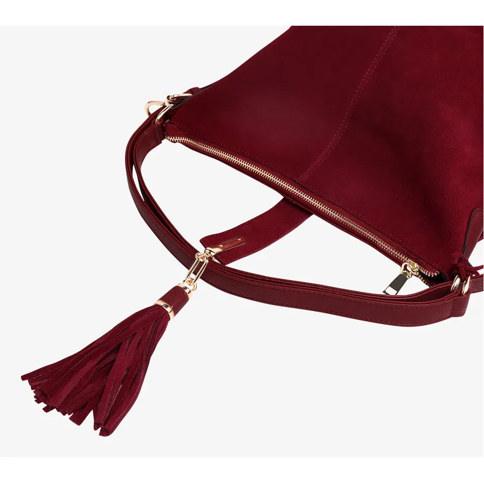 Nico Louise | Real Suede Leather Shoulder Bag - Top-handle bags Purse.