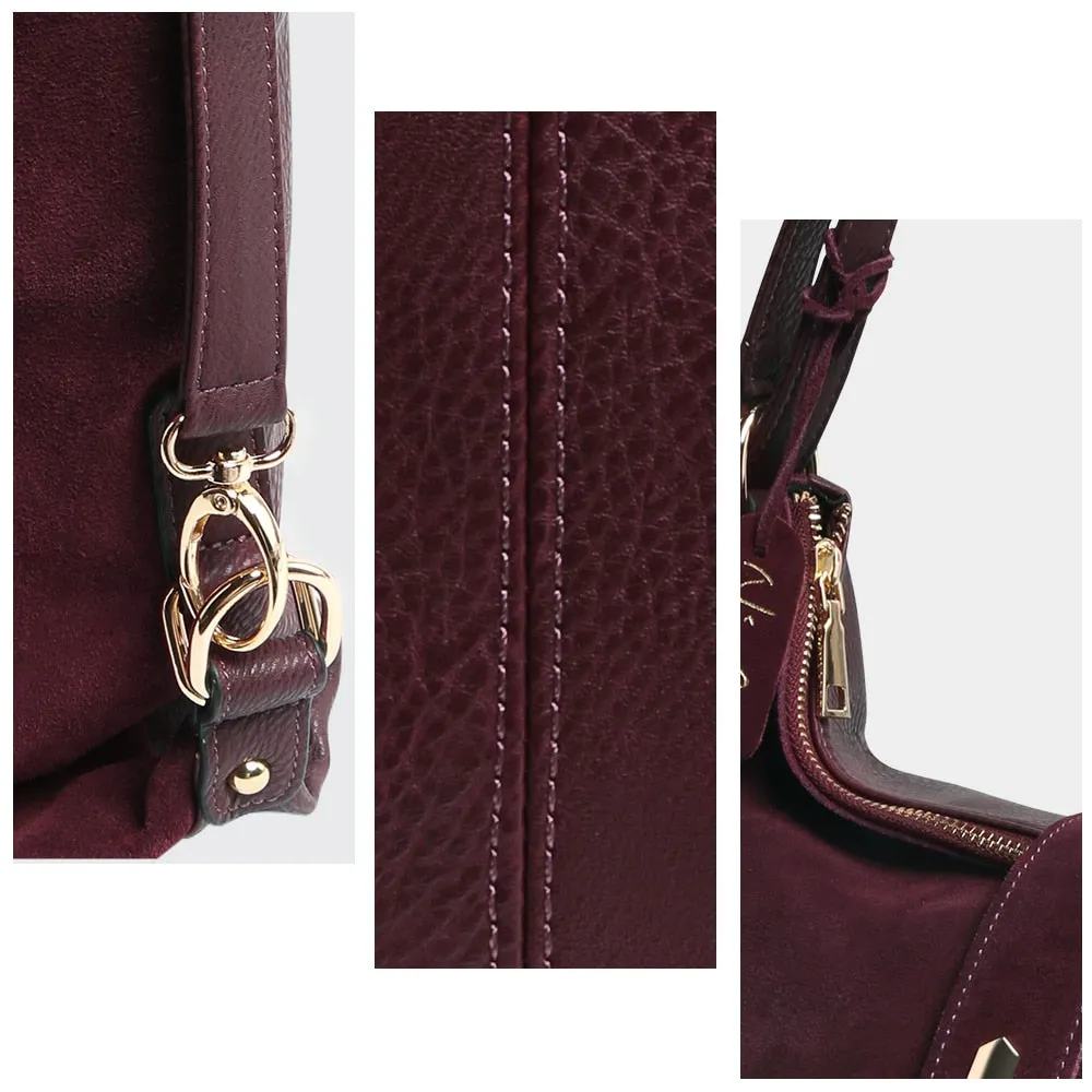 Nico Louise | Real Suede Leather Shoulder Bag - Top-handle bags Purse.