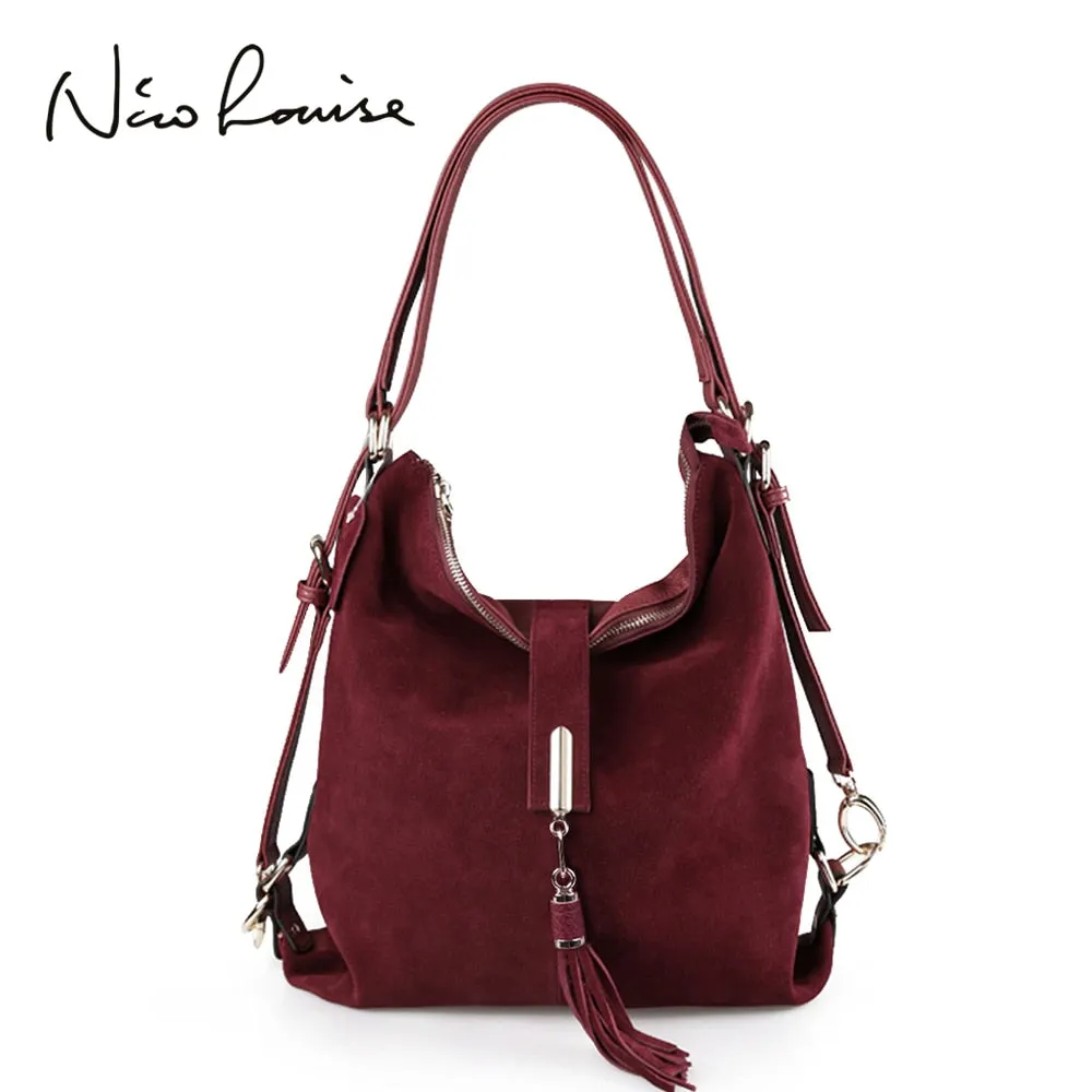 Nico Louise | Real Suede Leather Shoulder Bag - Top-handle bags Purse.