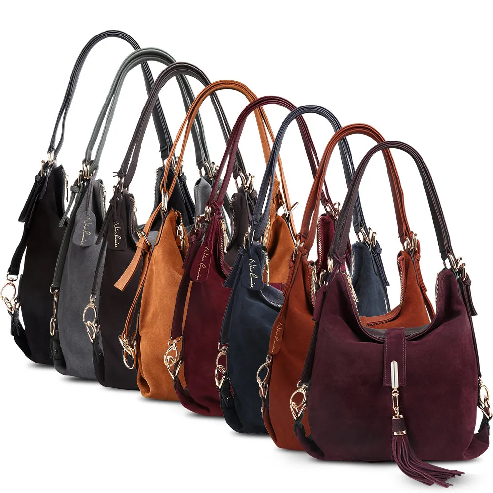 Nico Louise | Real Suede Leather Shoulder Bag - Top-handle bags Purse.