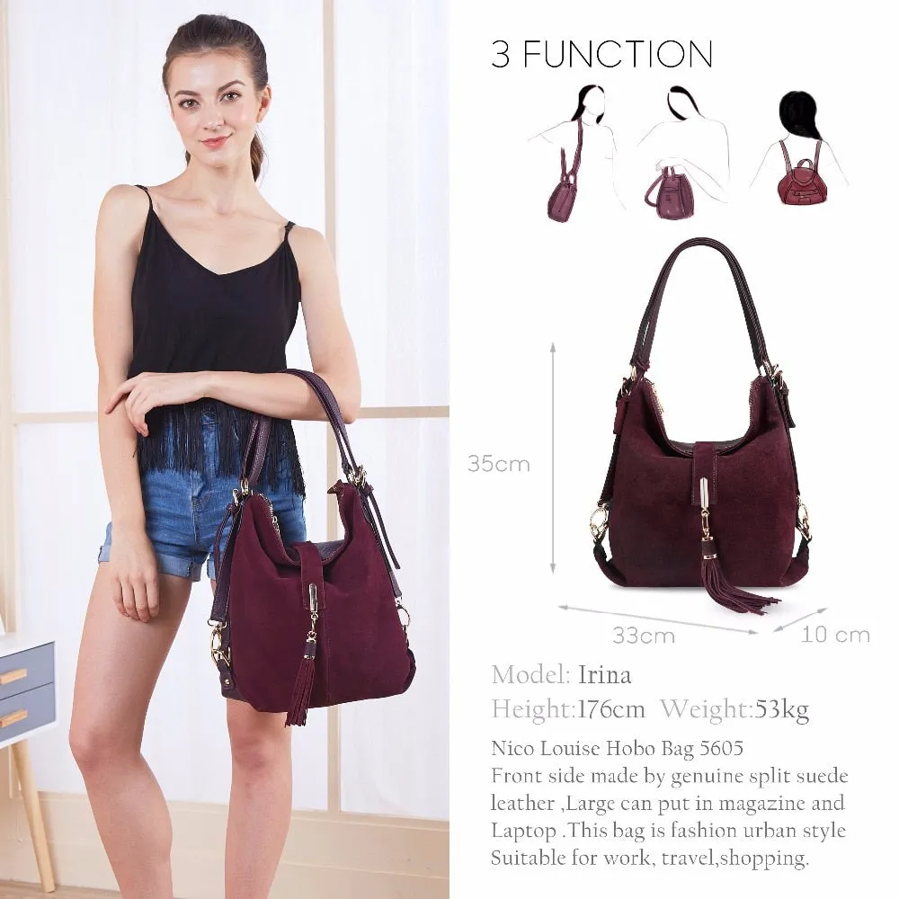 Nico Louise | Real Suede Leather Shoulder Bag - Top-handle bags Purse.