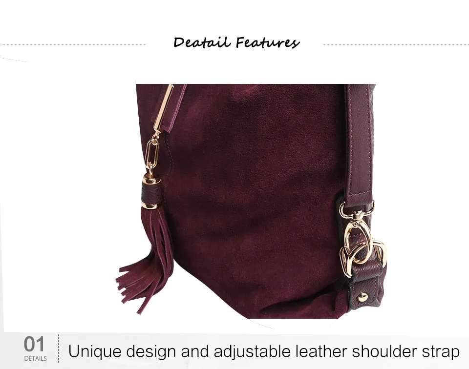Nico Louise | Real Suede Leather Shoulder Bag - Top-handle bags Purse.