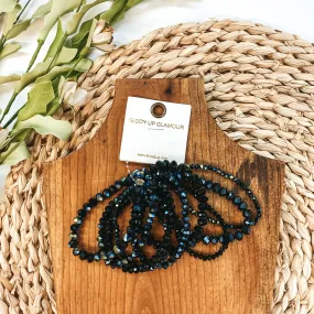Nine Piece Crystal Bracelet Set in Black Iridescent