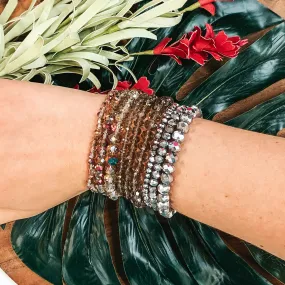 Nine Piece Crystal Bracelet Set in Iridescent Gunmetal