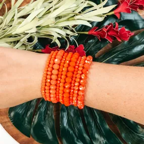 Nine Piece Crystal Bracelet Set in Iridescent Orange