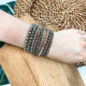 Nine Piece Crystal Bracelet Set in Mocha Brown