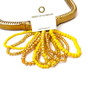 Nine Piece Crystal Bracelet Set in Mustard Yellow