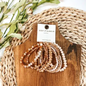 Nine Piece Crystal Bracelet Set in Tan
