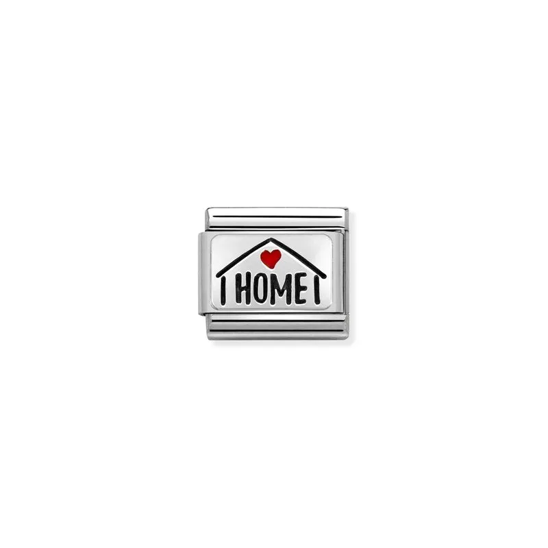 Nomination Composable Link Home, Red Heart, Silver & Enamel