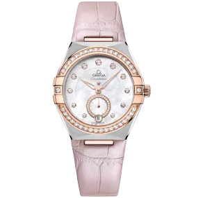 Omega Constellation 34 mm, steel - Sedna™ gold on leather strap