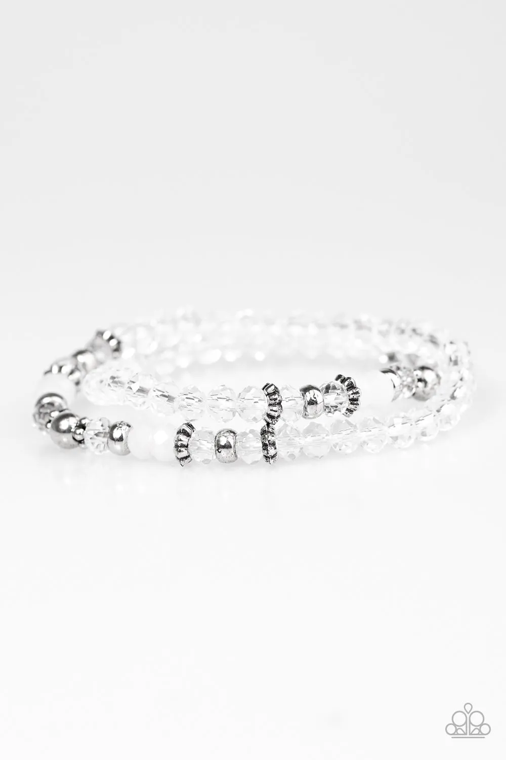 Open Door Jewelry - Crystal Cavalier - White Bracelet - Paparazzi Accessories