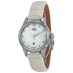 Oris Artelier Date Automatic White Mother Of Pearl Diamond Dial Ladies Watch 561-7687-4091LS 01 561 7687 4091-07 5 14 67FC