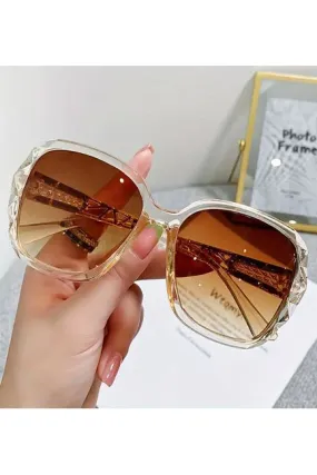 Oversize Transparent Frame Gradient Sunglasses