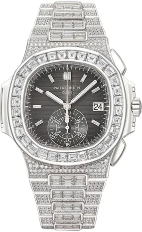 Patek Philippe Nautilus 5980/1400G-010 Diamond Black Dial Watch