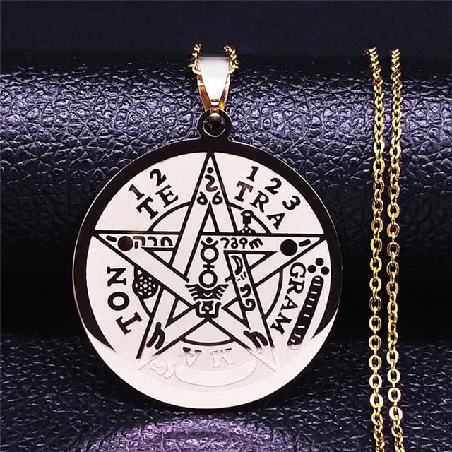 Pentagram Gold Pendants Necklace