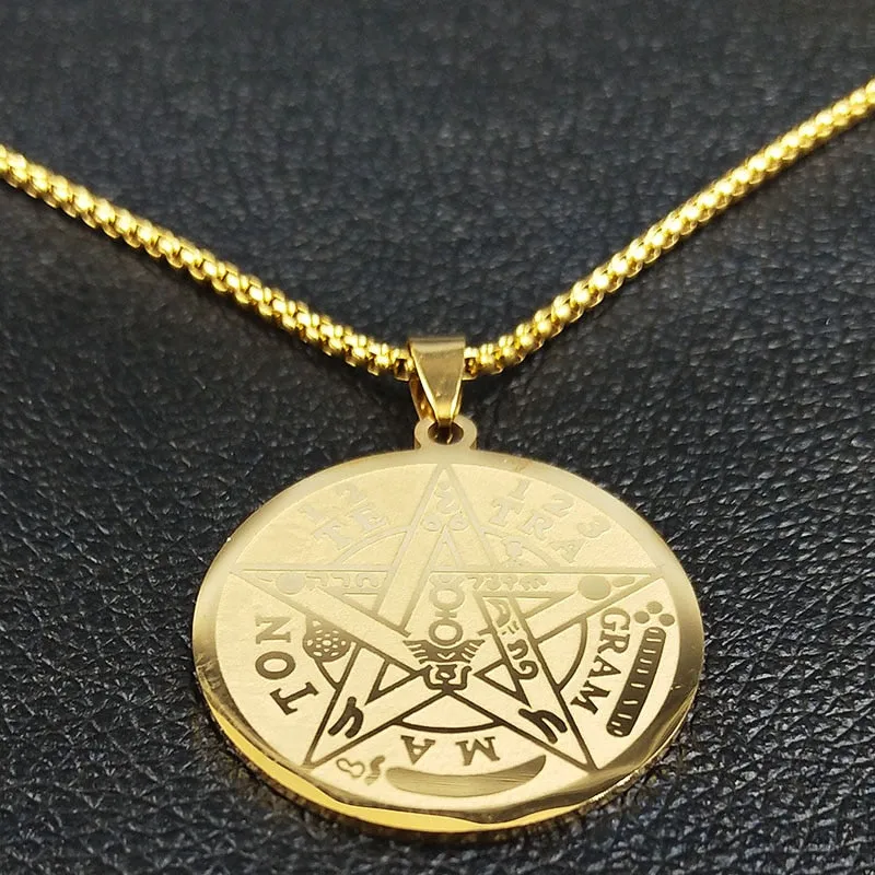 Pentagram Gold Pendants Necklace