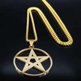 Pentagram Gold Pendants Necklace